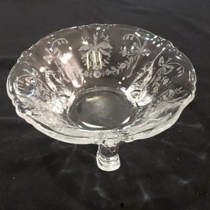 Vintage Fostoria Floral Etched Crystal Italian Lace Pedestal Bowl
